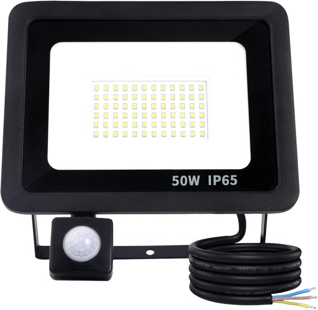 50W Projecteur LED Exterieur Avec Détecteur de Mouvement,Projecteur LED Extérieur IP65 Etanche,72 LED Spot LED Extérieur 5000LM,6500K Blanc Froid
