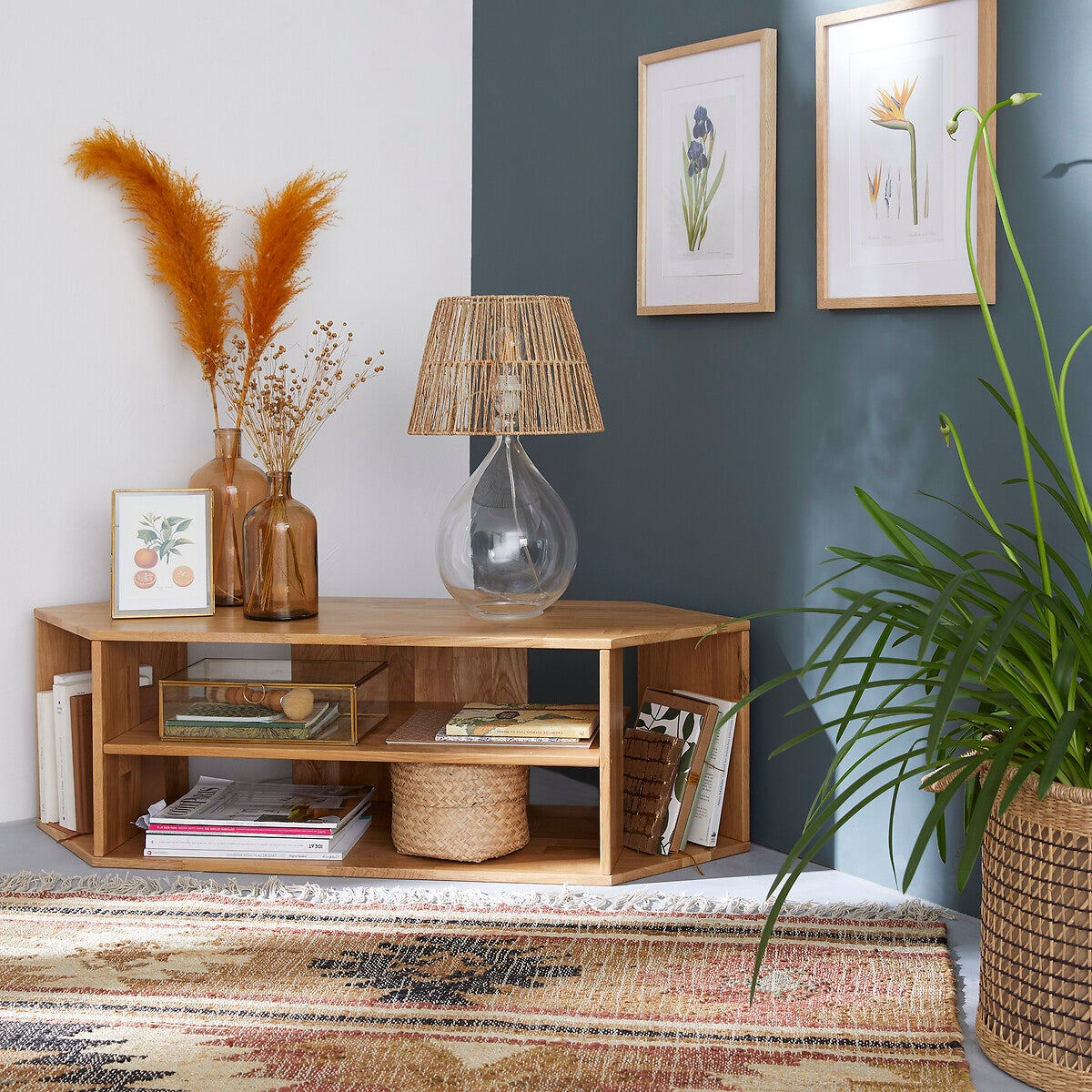 Meuble TV d'angle chêne massif, Edgar - Chêne - taille unique - 7