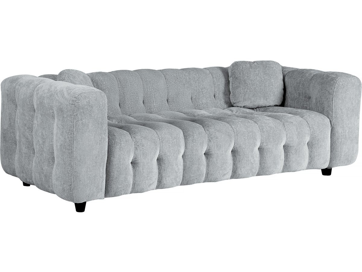Sofa prosta z tkaniny szenilowej "Vendome" - 3 miejsca - Szara