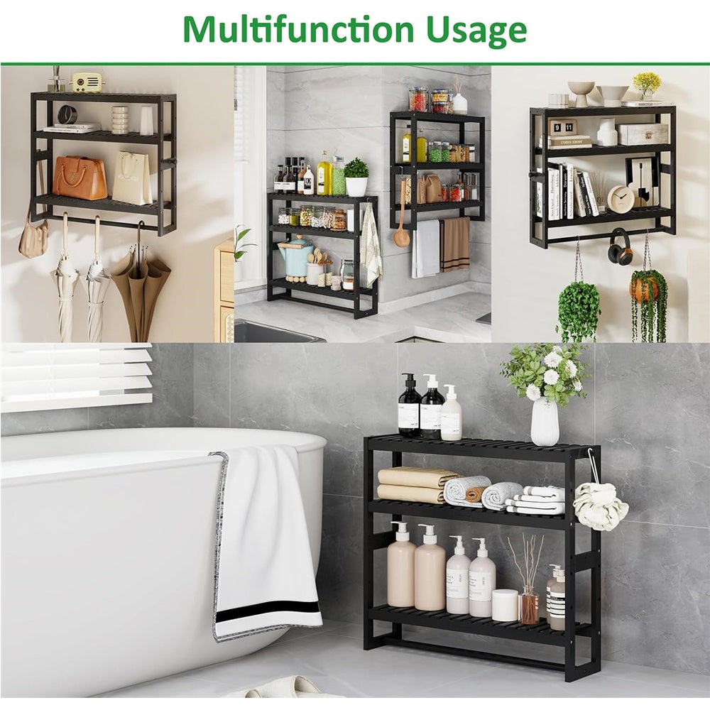 Mensola sospesa a tre ripiani, mensola da ufficio, mensola per camera da letto, adatta per uso domestico, 42 x 15 x 43 cm - 5