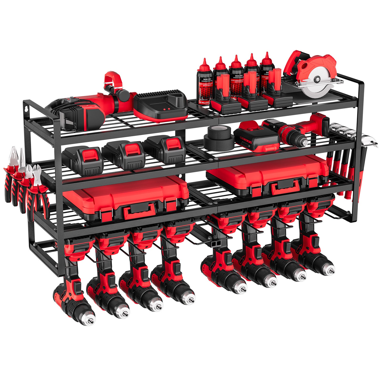 Organiseur mural VEVOR pour outils électriques, support rangement à 4 niveaux avec 8 emplacements, support tournevis, pour garage, établi et atelier - 9