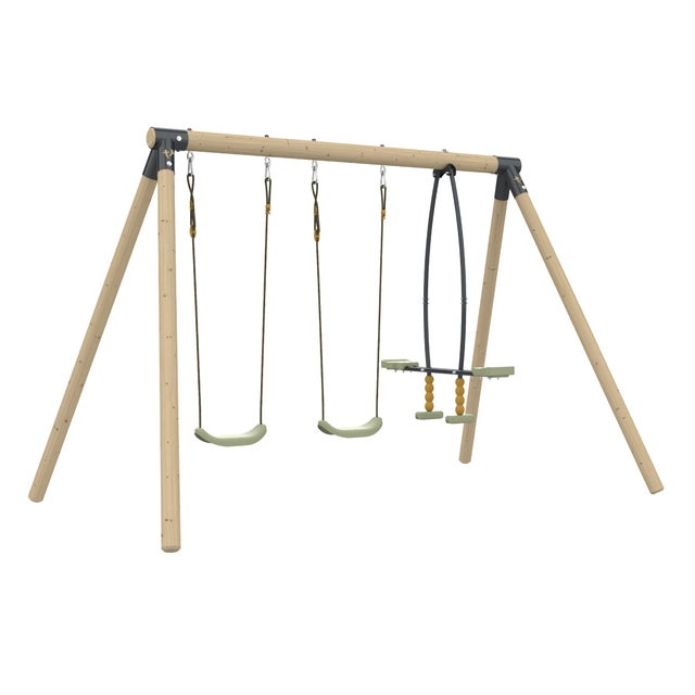 Portique 2 balançoires et vis-à-vis - bois PEFC™ - H190 cm - ANÉMONE