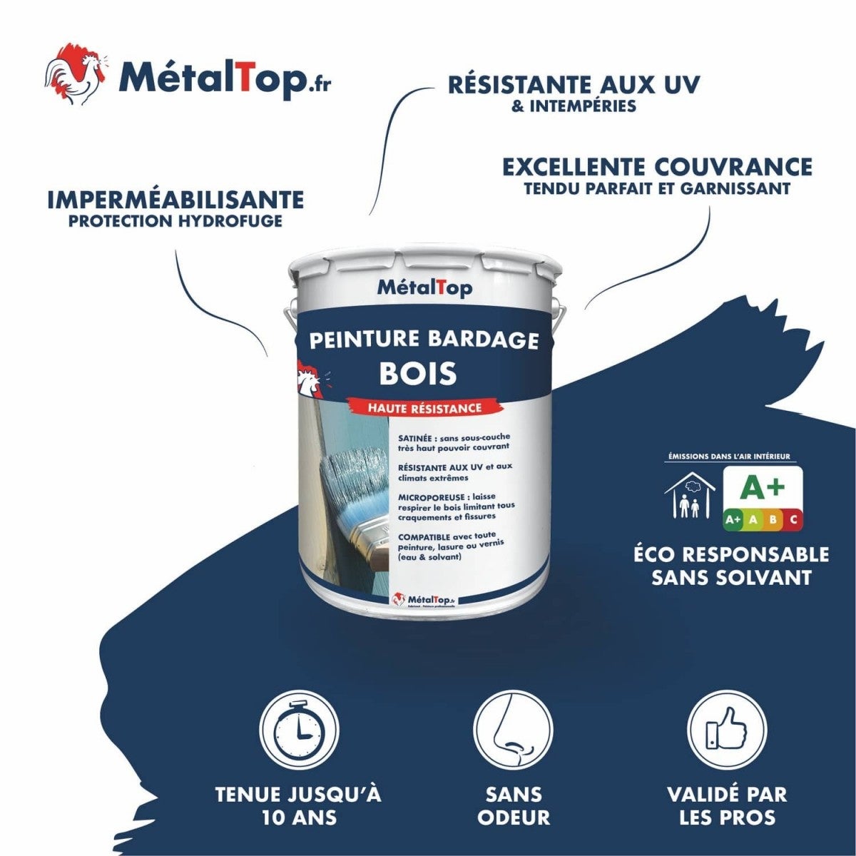 Peinture Bardage Bois - Telegris 4 - RAL 7047 - 15 L - Métaltop - 3