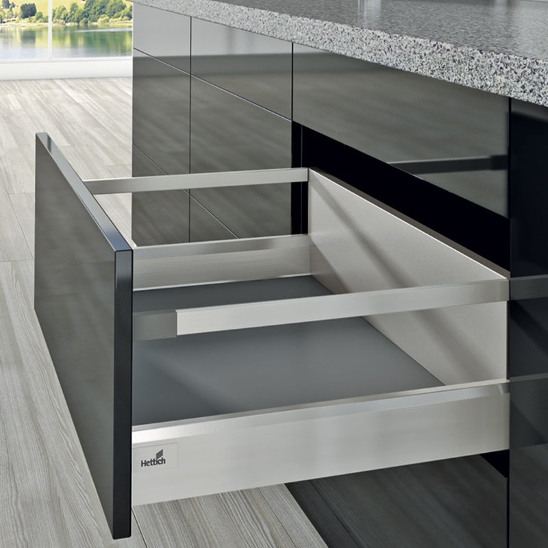 Kit tiroir casserolier avec bandeaux - hauteur 94 mm - arcitech - Décor : Anthracite - Longueur : 500 mm - HETTICH - 5