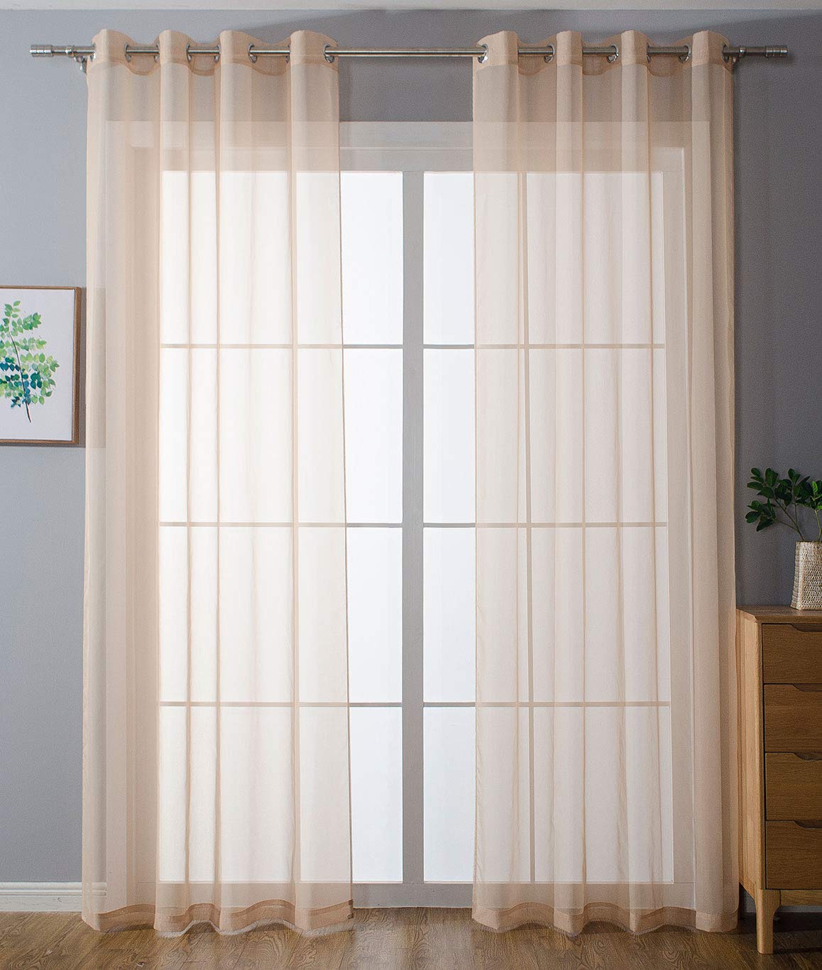 Gardinenbox Palermo 10000265 - Tenda opaca, traslucida con occhielli e fermatenda, 175 x 140 cm (altezza x larghezza), colore: crema
