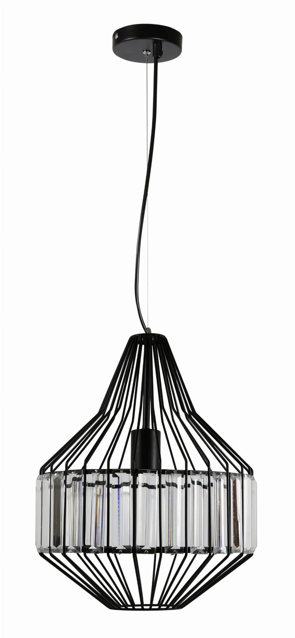 Lampa sufitowa wisząca Alvaro czarna 1xE27x40W kryształowa wym: 120 x 30 x 30 cm kryształ Candellux