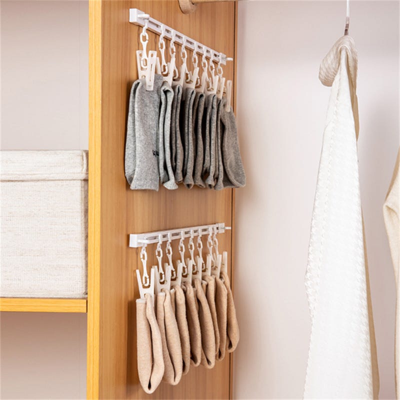 Meyly Ganci Appendini Per Legging In Legno | Set Da 2 Con 24 Clip Girevoli 360° | Organizer Salvaspazio Per Pantaloni E Sciarpe
