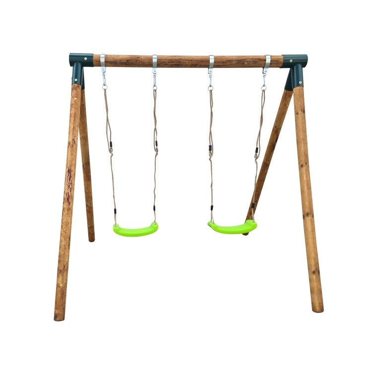 Altalena doppia in legno rotondo MASGAMES KABA Due posti piatti - 3