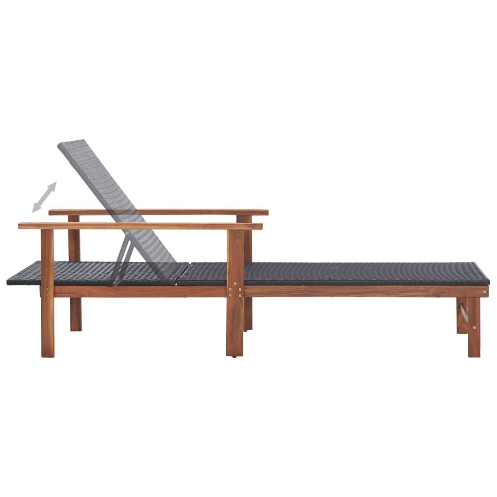 Sdraio sedia a sdraio lettino da giardino prendisole terrazza mobili da esterno resina intrecciata e legn 02_0012920 - 5