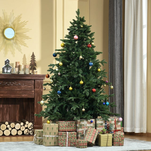 Albero Di Natale Artificiale In PVC 180cm Con 850 Rami Albero Realistico Con Base Pieghevole Di Metallo Bianco