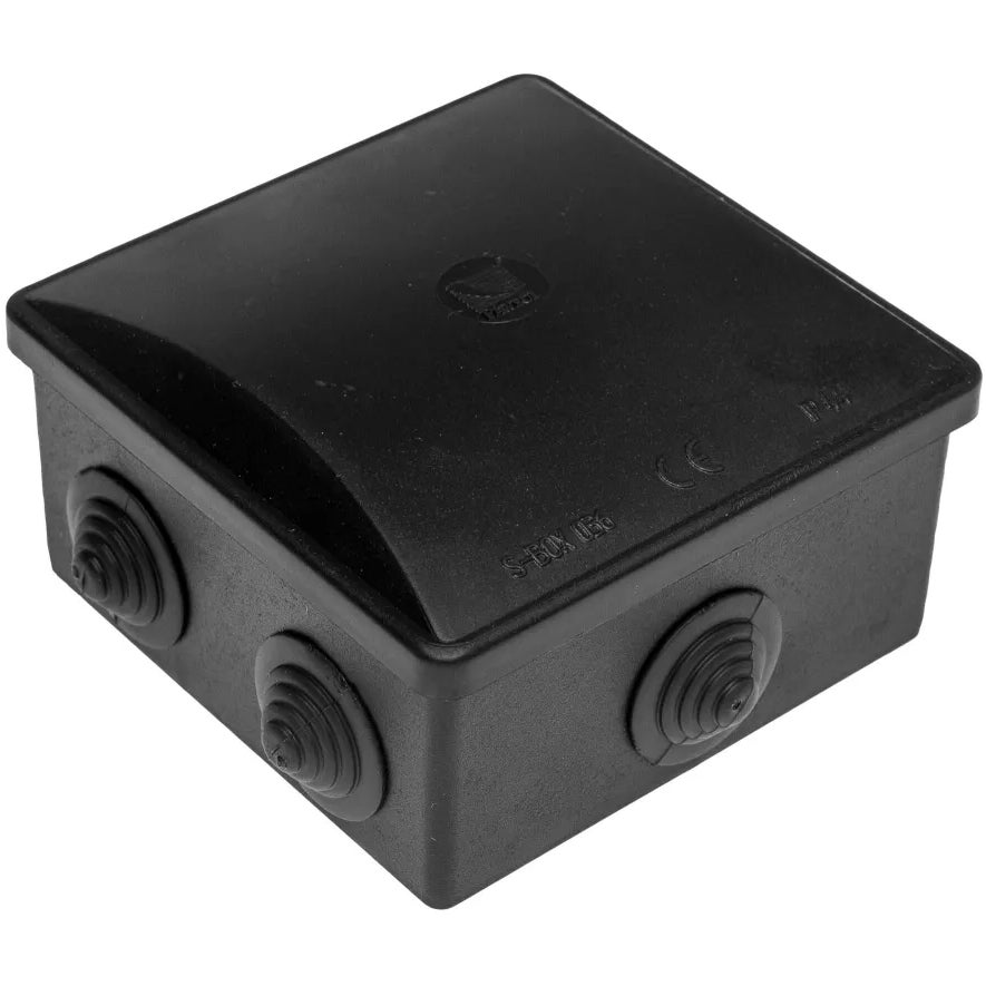 Puszka Natynkowa Hermetyczna IP44 KLIK Kwadrat Dławiki Czarna 85x85x40mm