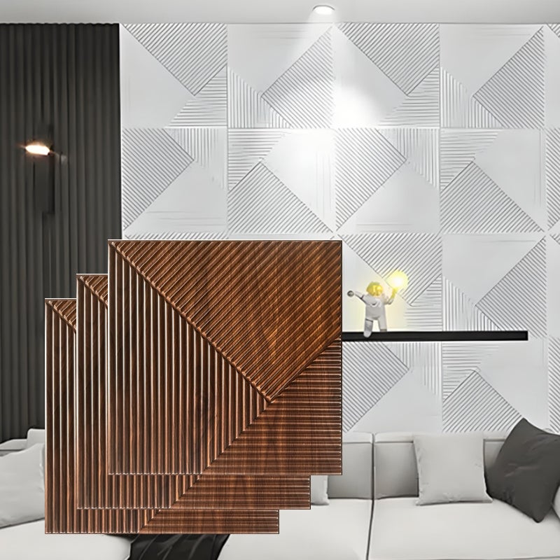 Panel Akustyczny 30x30cm, Bez wsparcia adhezyjnego - Zestaw 12 Paneli Anty-Hałasowych - Izolacja Ścienna DIY do Studia, Biura i Sypialni - Brązowy