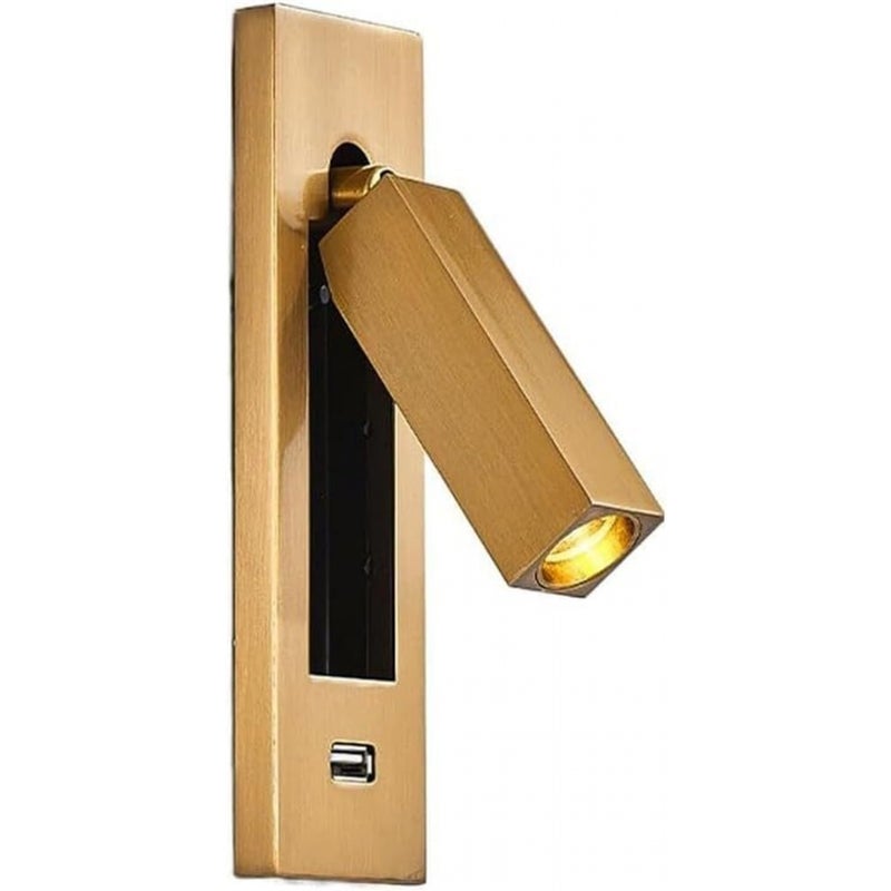 Wpuszczany reflektor LED, lampka nocna, z portem ładowania USB, światło białe 3W (złote)