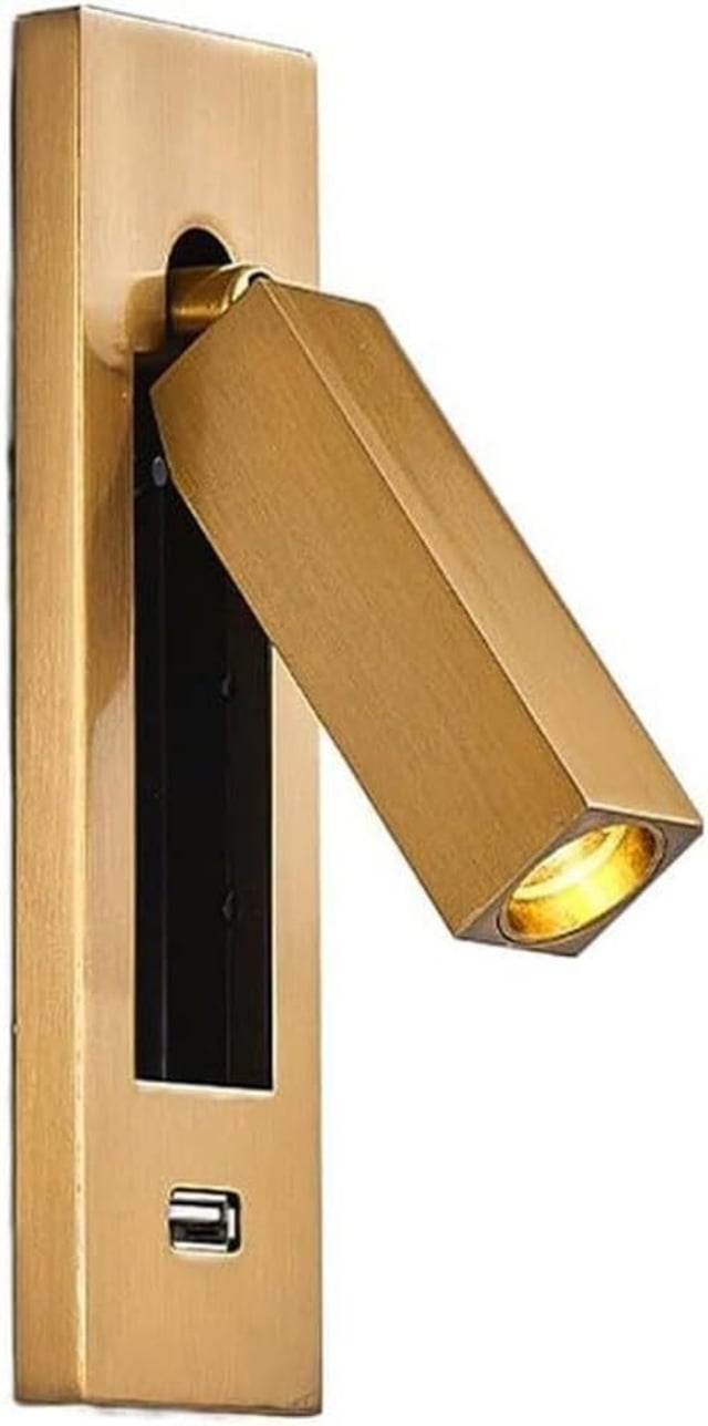 Reflektor wpuszczany LED, lampka nocna, z portem ładowania USB, światło białe 3 W (złote)