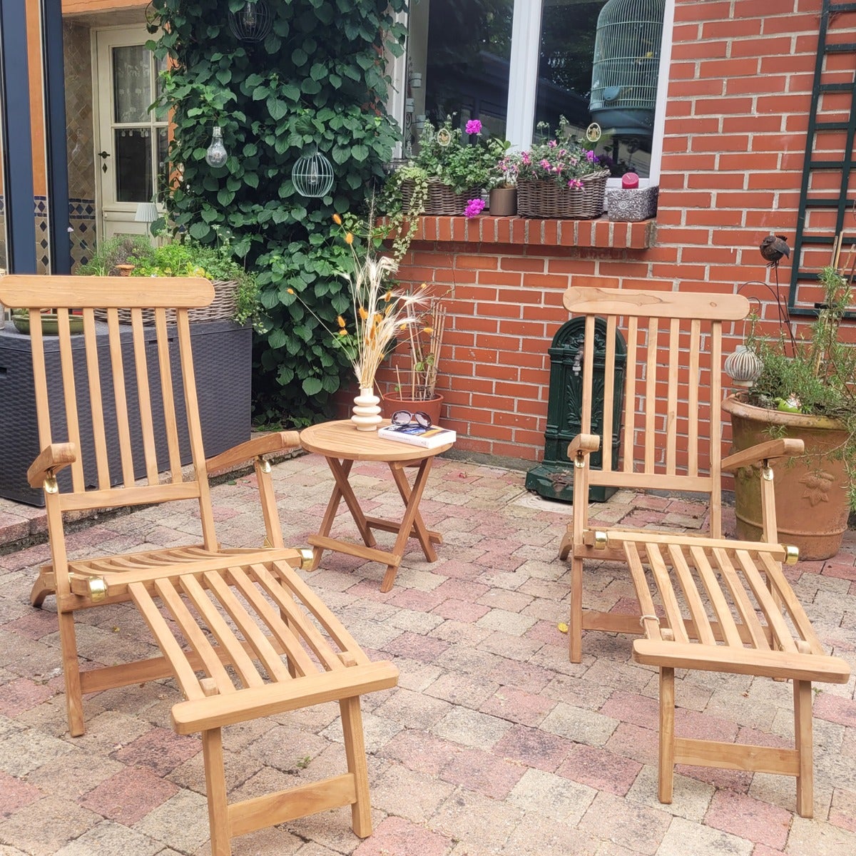 Tavolino rotondo pieghevole in teak massiccio Kuta ø 50 cm - 3