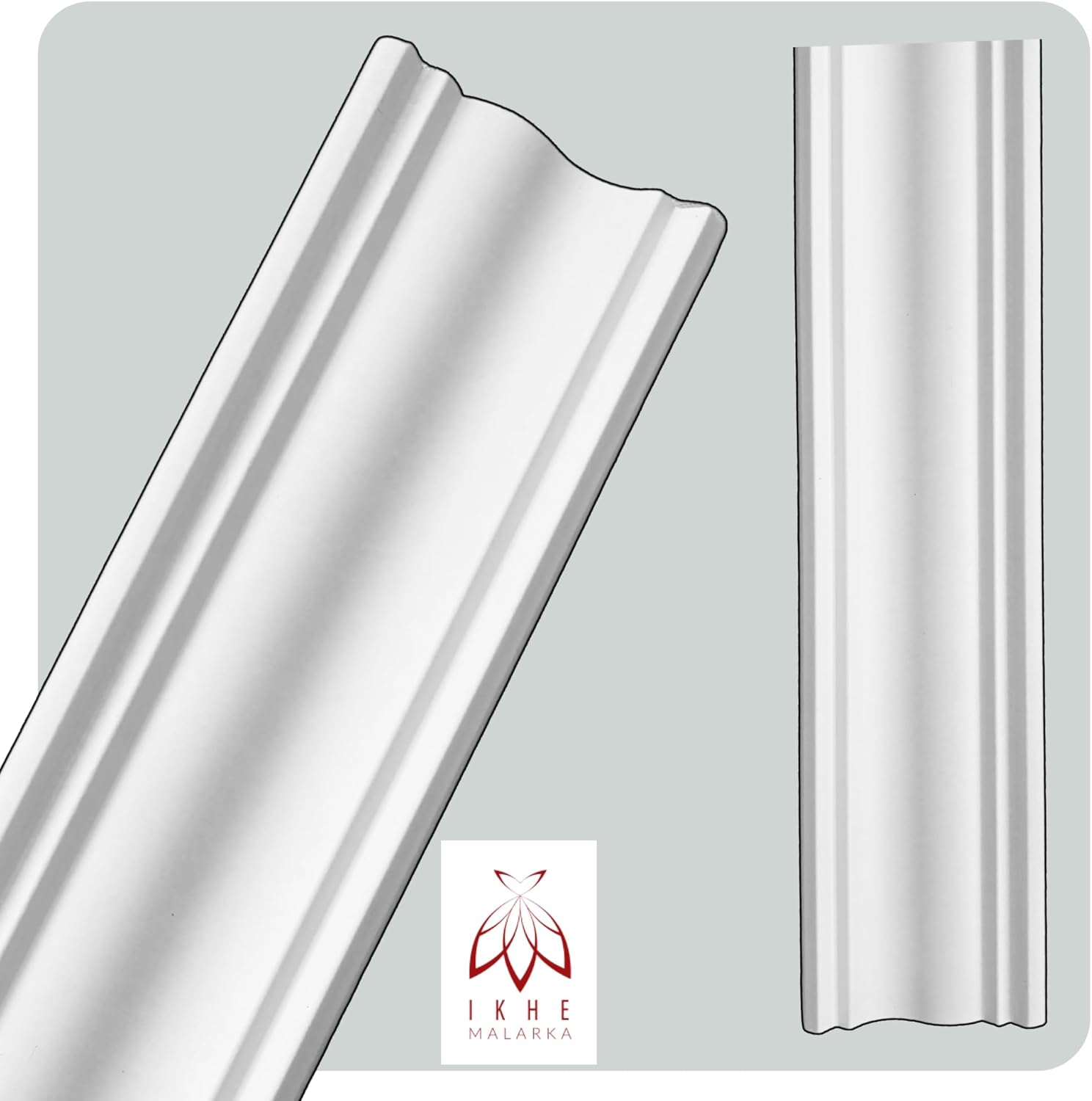 Cornisas 100 cm – molduras decorativas para pared y techo en PS, ligeras, resistentes, pintables, fácil instalación JC80-W - 6
