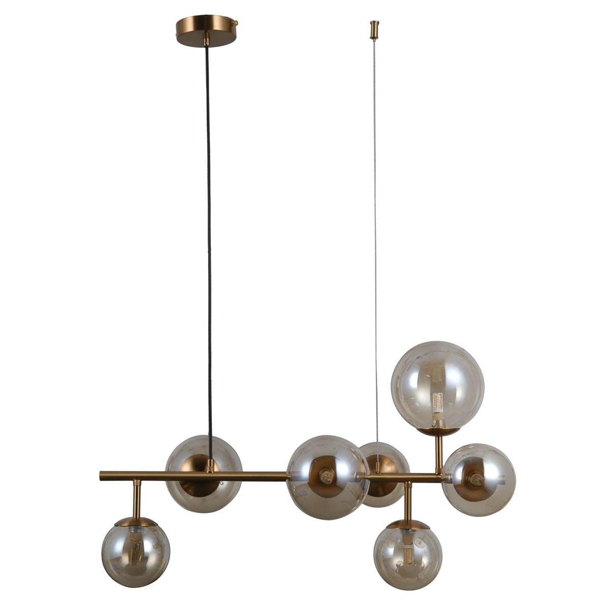 Lampa wisząca Frontera miodowy mosiężny 7xG9x5W nowoczesna wym: 120 x 65 x 28,9 cm szkło Italux