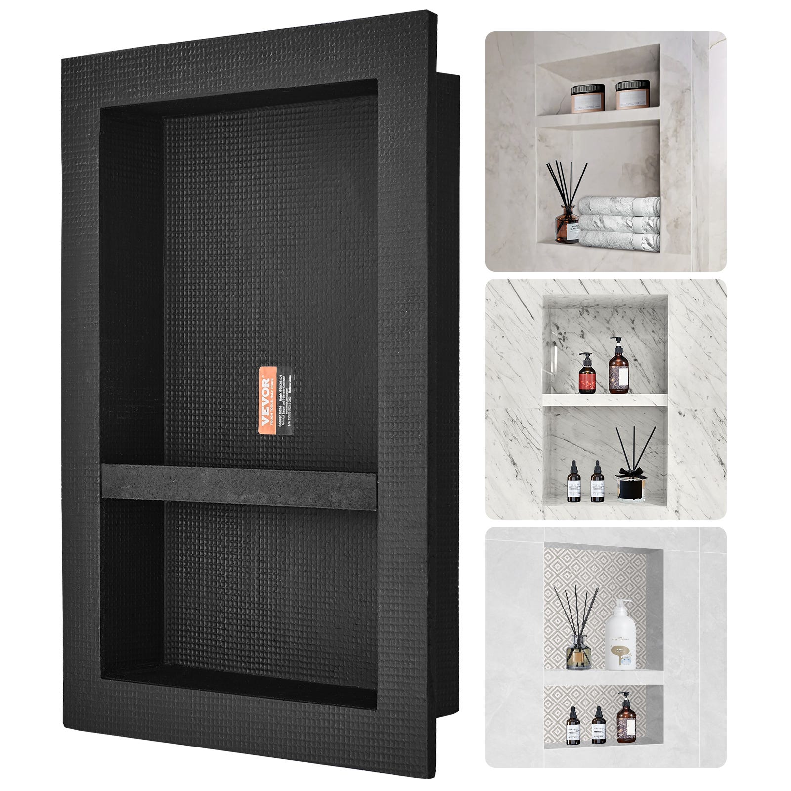 Nicho Pared VEVOR Nicho Empotrable para Baño 60,96x40,64x10 cm Nicho de Ducha de ...