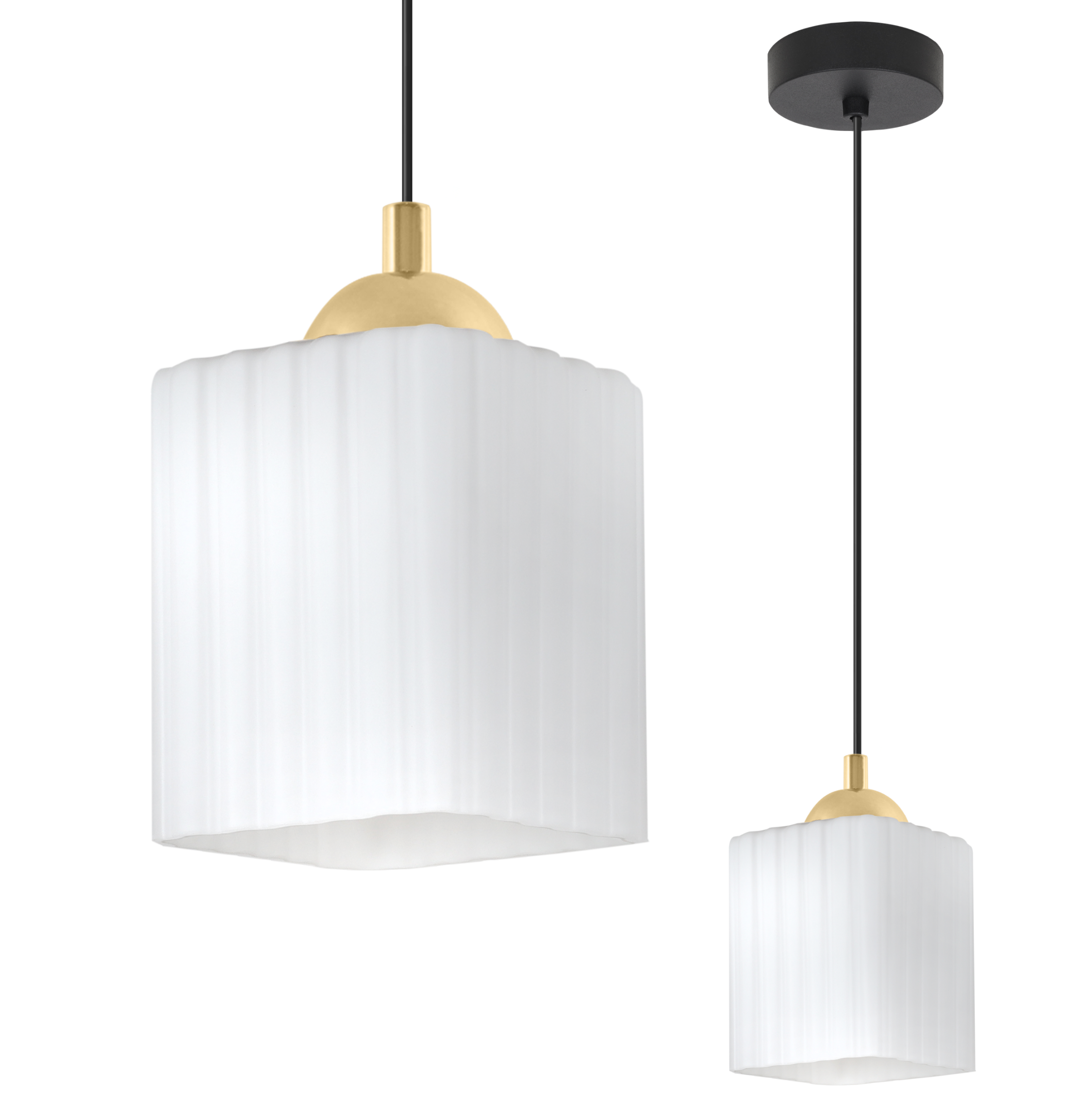 Lampa sufitowa wisząca Riffle loft 1xE27 klosz sześcian biały/złoty/czarny Light Home LH