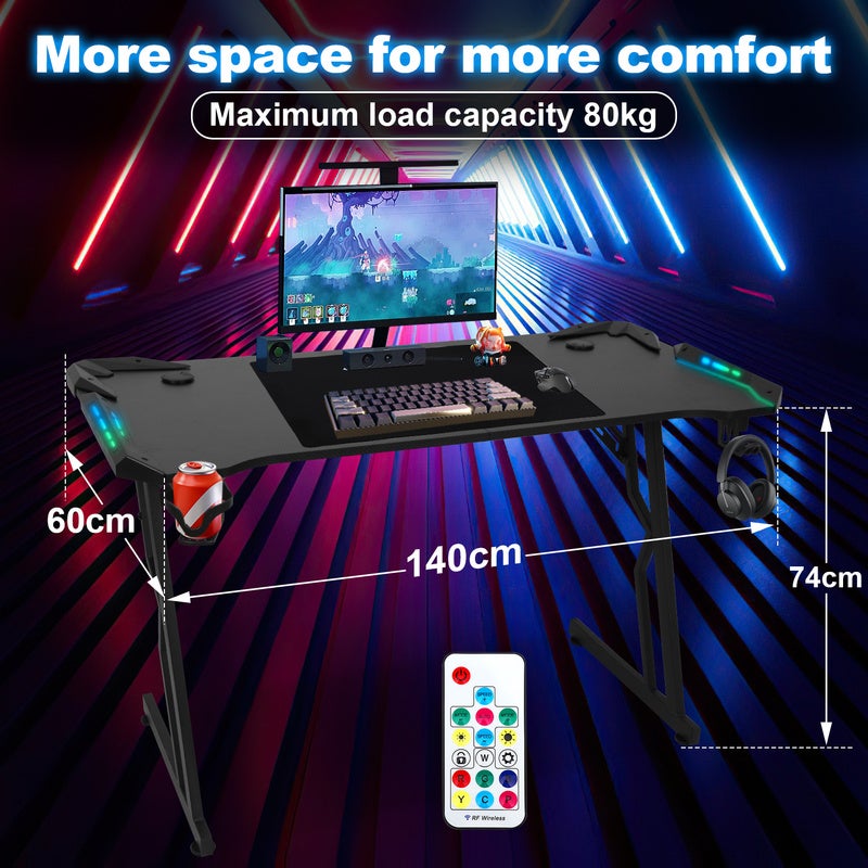 Eivanet Scrivania Da Gioco A Forma Di L, 101x70x88 Cm, Con Luci LED RGB, Presa Multipla 3 USB, Supporto Monitor Regolabile, Ripiani E Cassetto, Design Reversibile Per Angolo, Gaming E Ufficio - 2