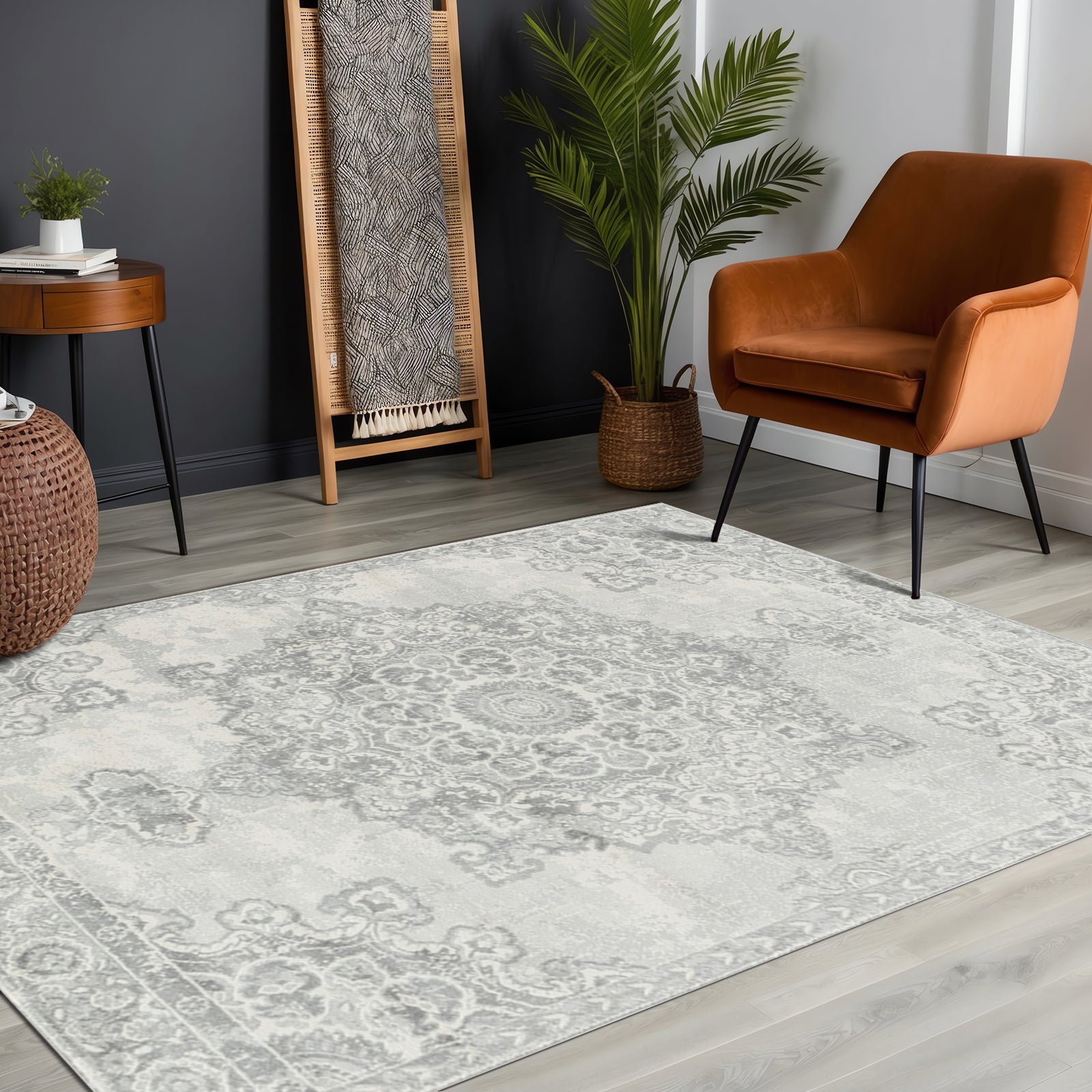 LIVABLISS Tapete Vintage Oriental Cinza/Marfim 160x220 cm Lola - 6