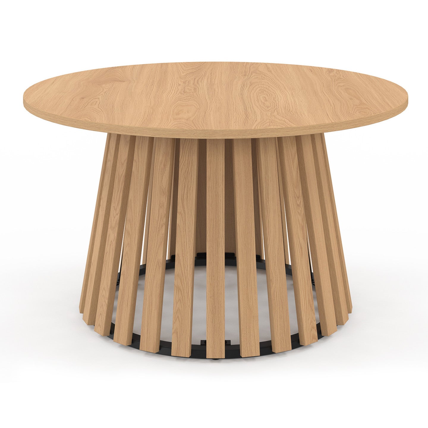 Table basse ronde CARMEN 70 cm pied bois en lattes et plateau bois - 3