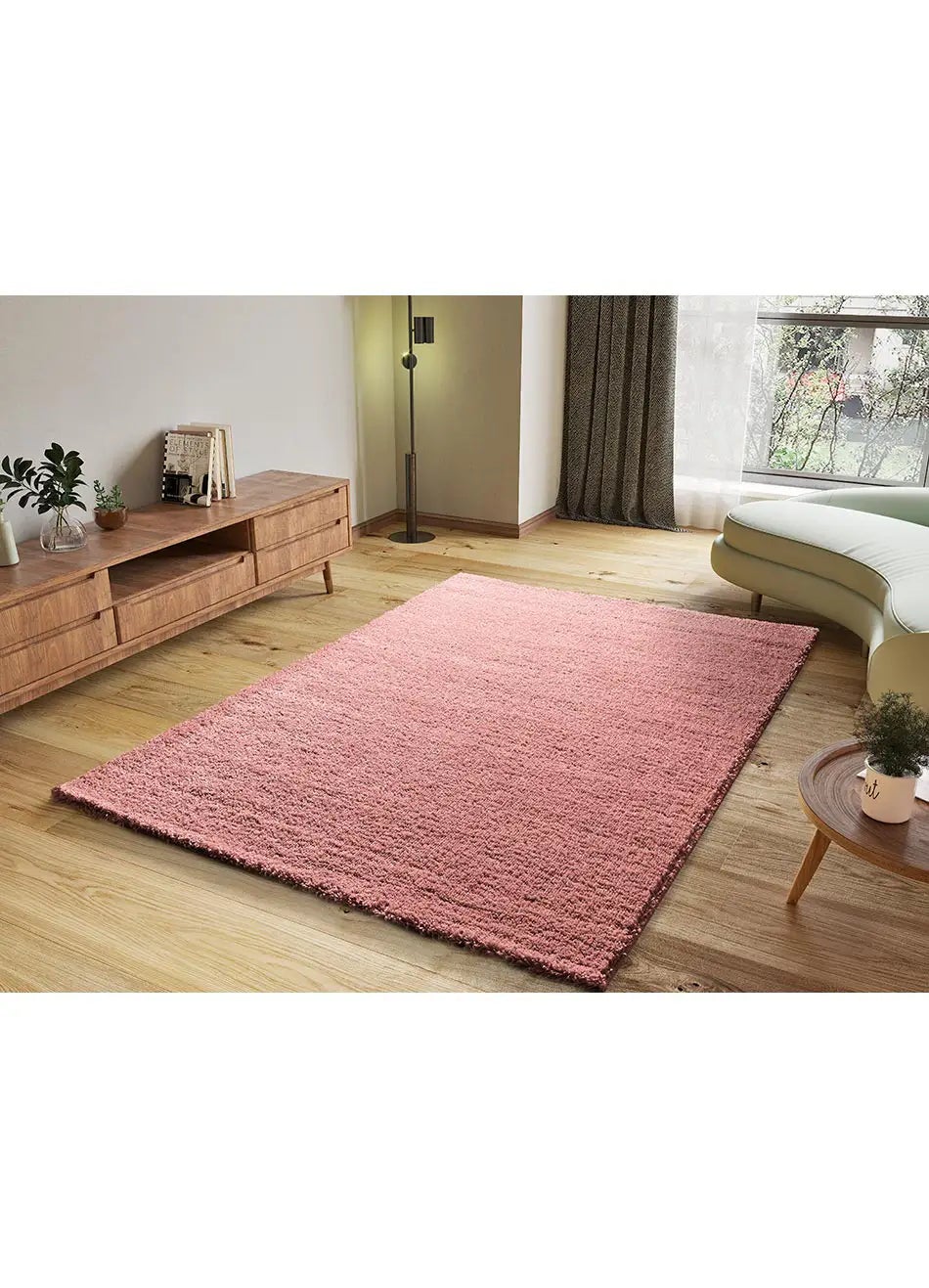 Tapete interior rosa retangular 60 x 120 cm ATLAS shaggy liso - ATTICGO - 4