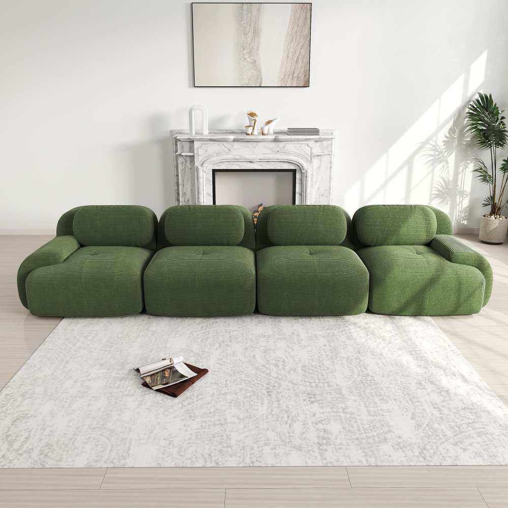 Modułowa sofa 4-osobowa z miękkiego sznurka, wyściółka 32D, ergonomiczna i odporna na zwierzęta, nie wymaga montażu