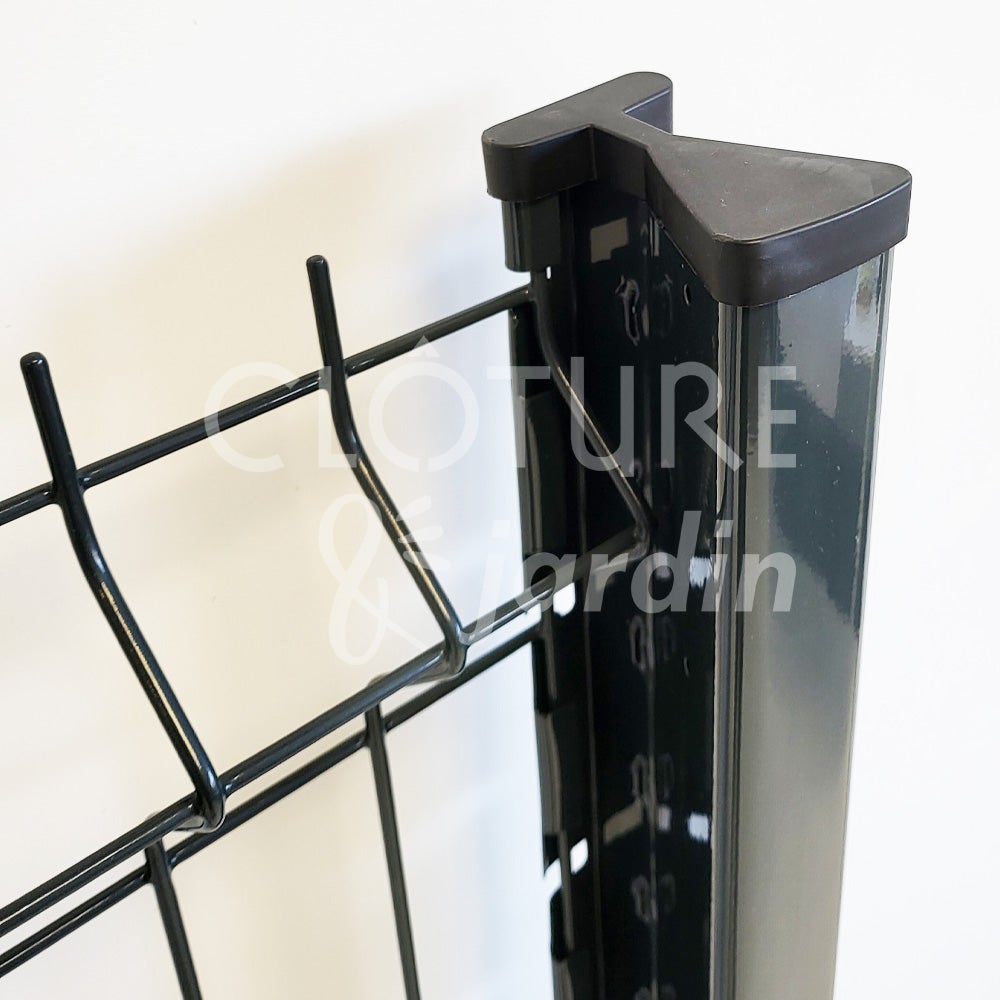 Kit Grillage Rigide Gris Anthracite avec Soubassement Béton 10M - JARDIMALIN - Fil 4mm - 1,73 mètre - 4