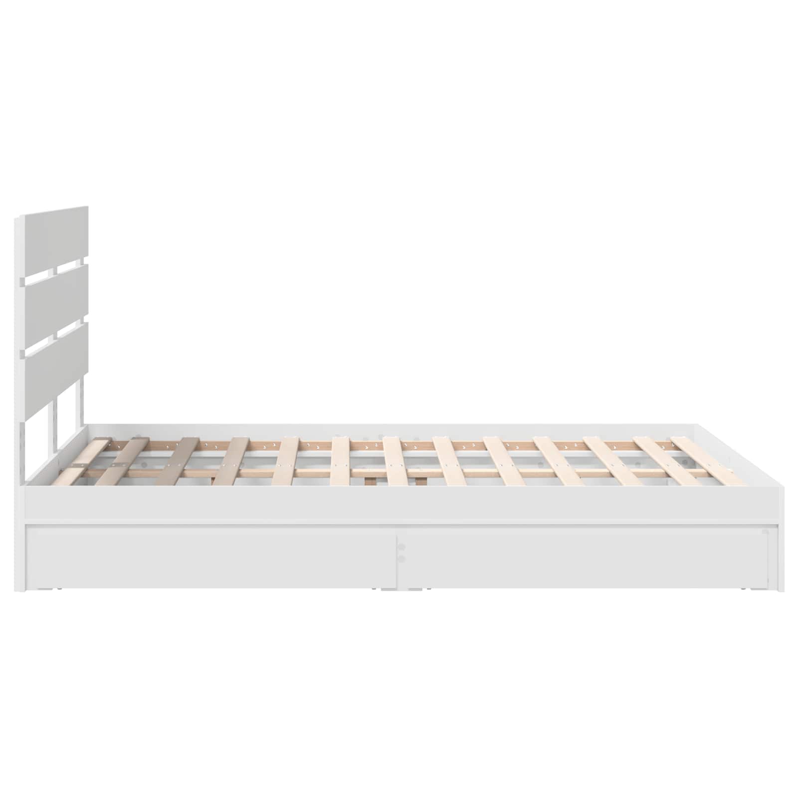 Lit de rangement blanc 140 x 190 cm en panneau de bois - 9