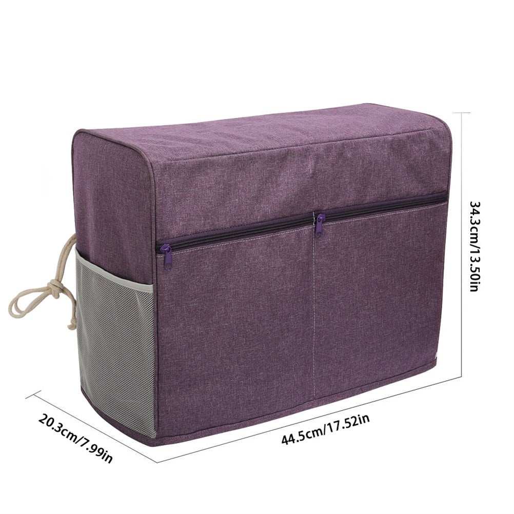 Copertura Antipolvere Per Macchina Da Cucire In Tessuto Oxford - 46x21x32 Cm, Con Tasche Portaoggetti (Cerniera E Rete), Grigio, Pieghevole Con Maniglie - 3
