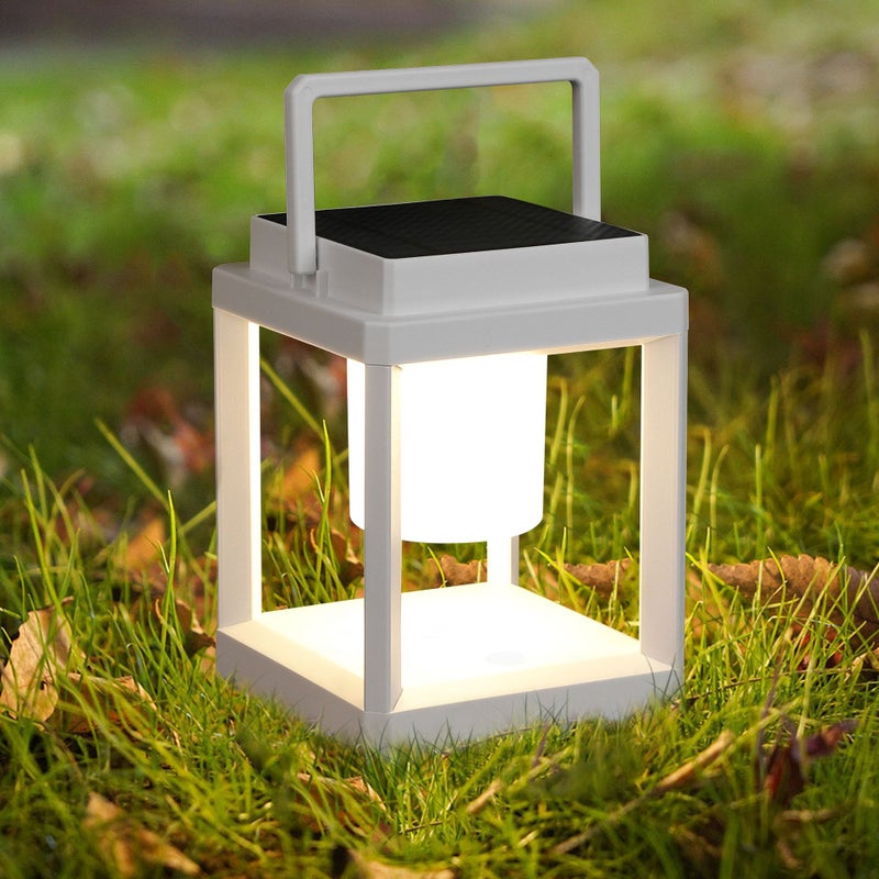 Lampy solarne kempingowe na zewnątrz, wodoszczelna lampa solarna LED wisząca, ściemnialna latarnia solarna ładowana przez USB