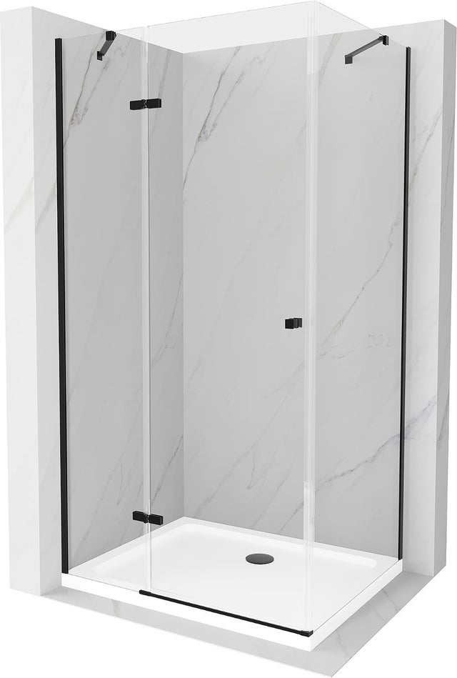 Mexen Roma cabine de douche pivotante 80 x 120 cm, transparent, noire + receveur plat, blanc - 854-080-120-70-00-4010B