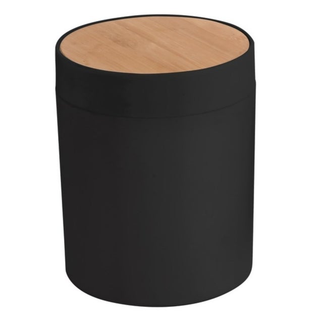 Pattumiera ribaltabile da bagno in bambù ALAIS 2,5 l nera Spirella