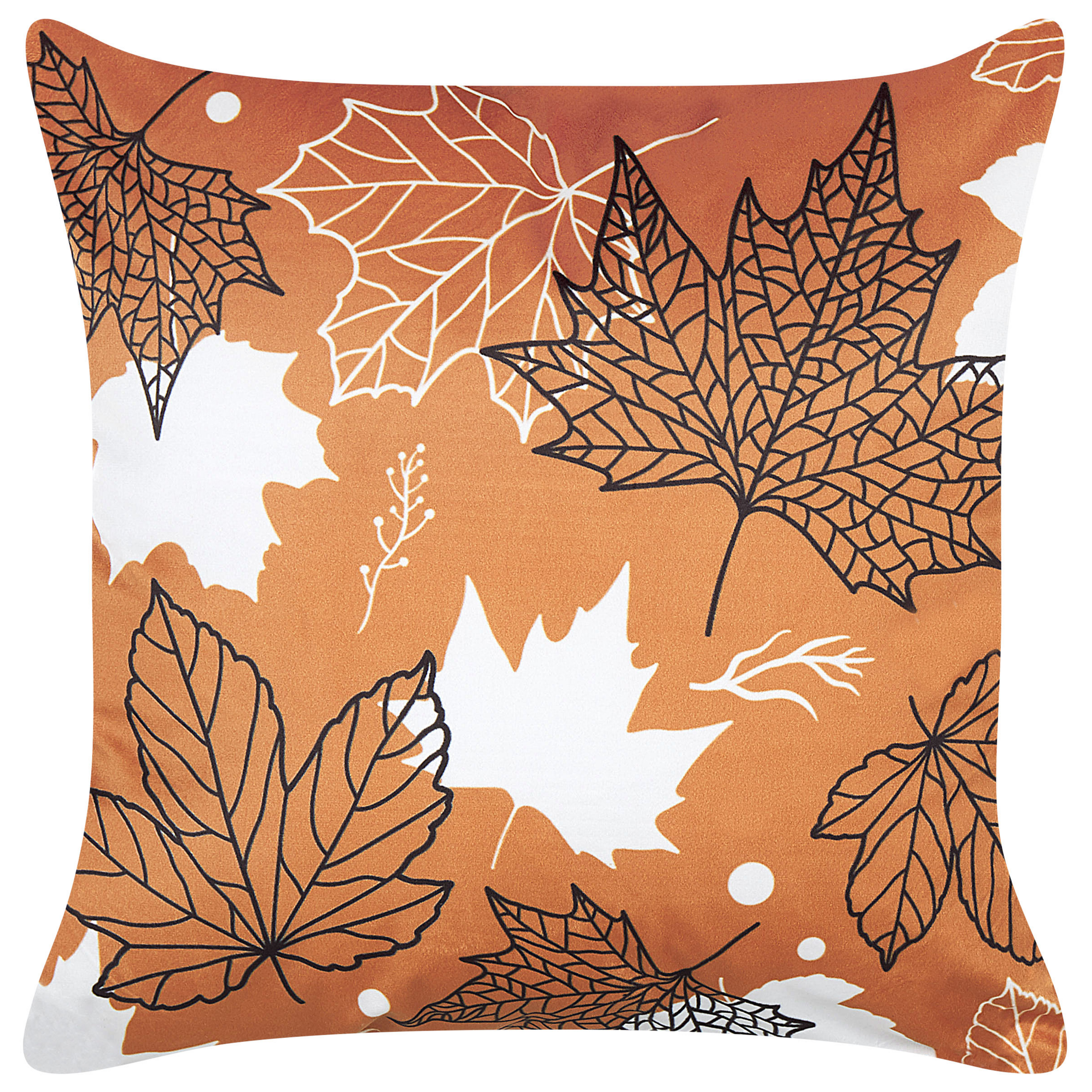 Beliani cojín decorativo poinsettia terciopelo 45 x 45 cm de plantas naranja