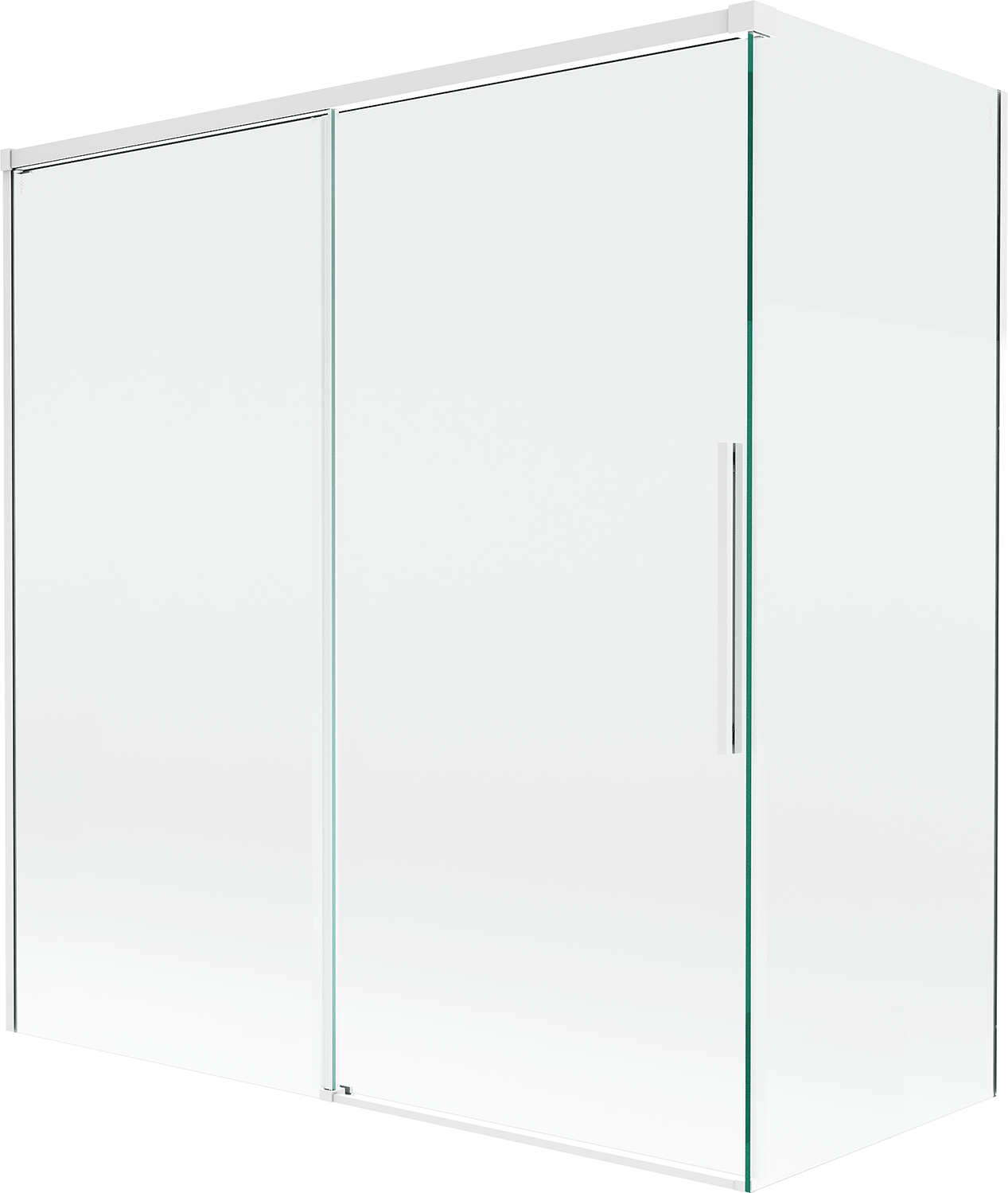 Mexen Rox parawan nawannowy 2-skrzydłowy rozsuwany 150 + 70 x 150 cm, transparent, biały - 8C9-150-070-20-00