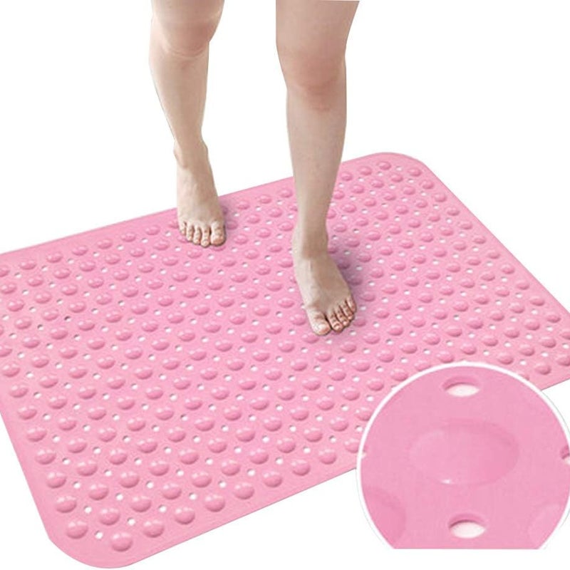 36x71 cm różowa antypoślizgowa mata łazienkowa, kwadratowa mata prysznicowa, odporna na pleśń mata łazienkowa z PVC z przyssawką