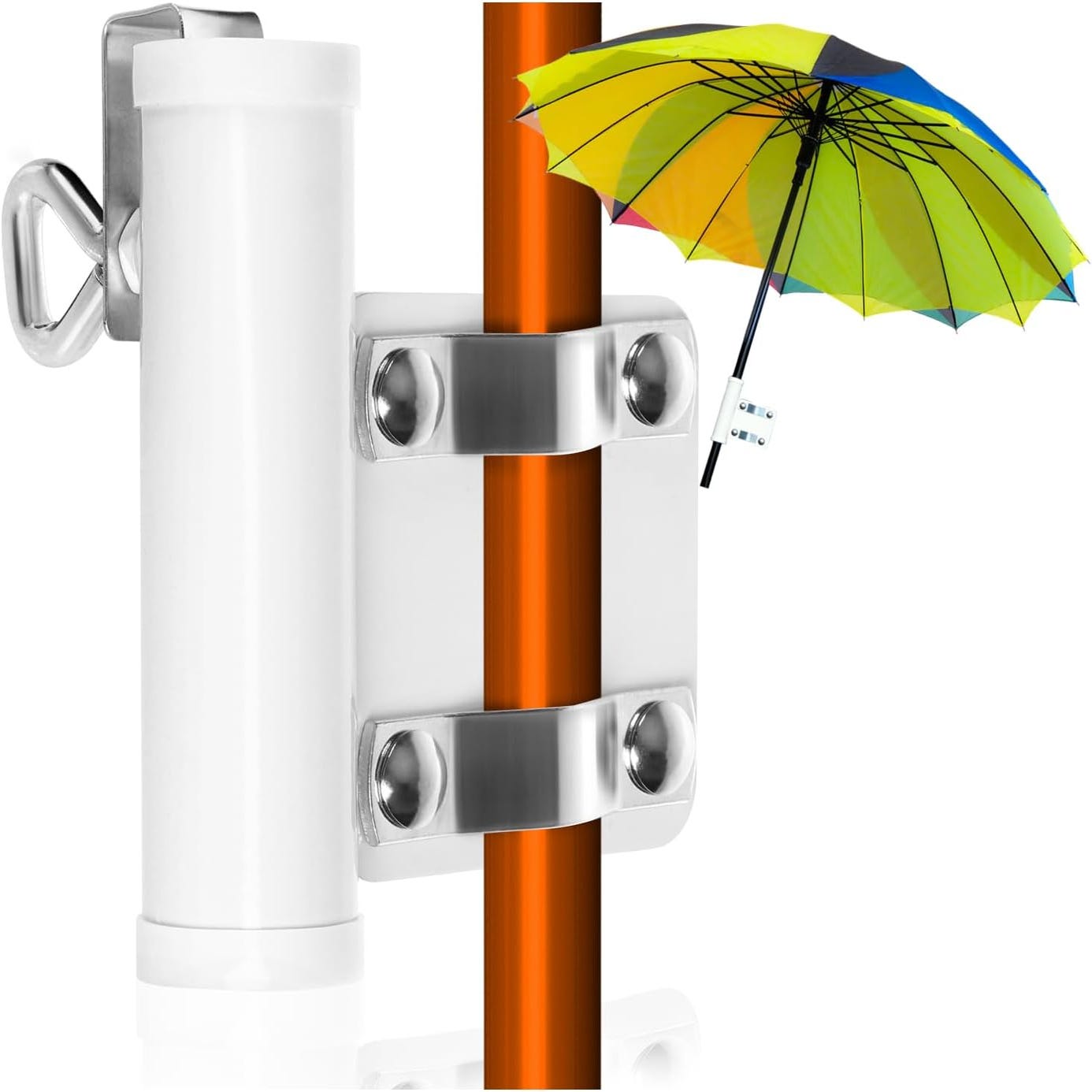Support De Parasol Pour Balcon DELAESI - Fixation Sans Perçage Sur Balustrade Jusqu'à 6 Cm, Métal Galvanisé