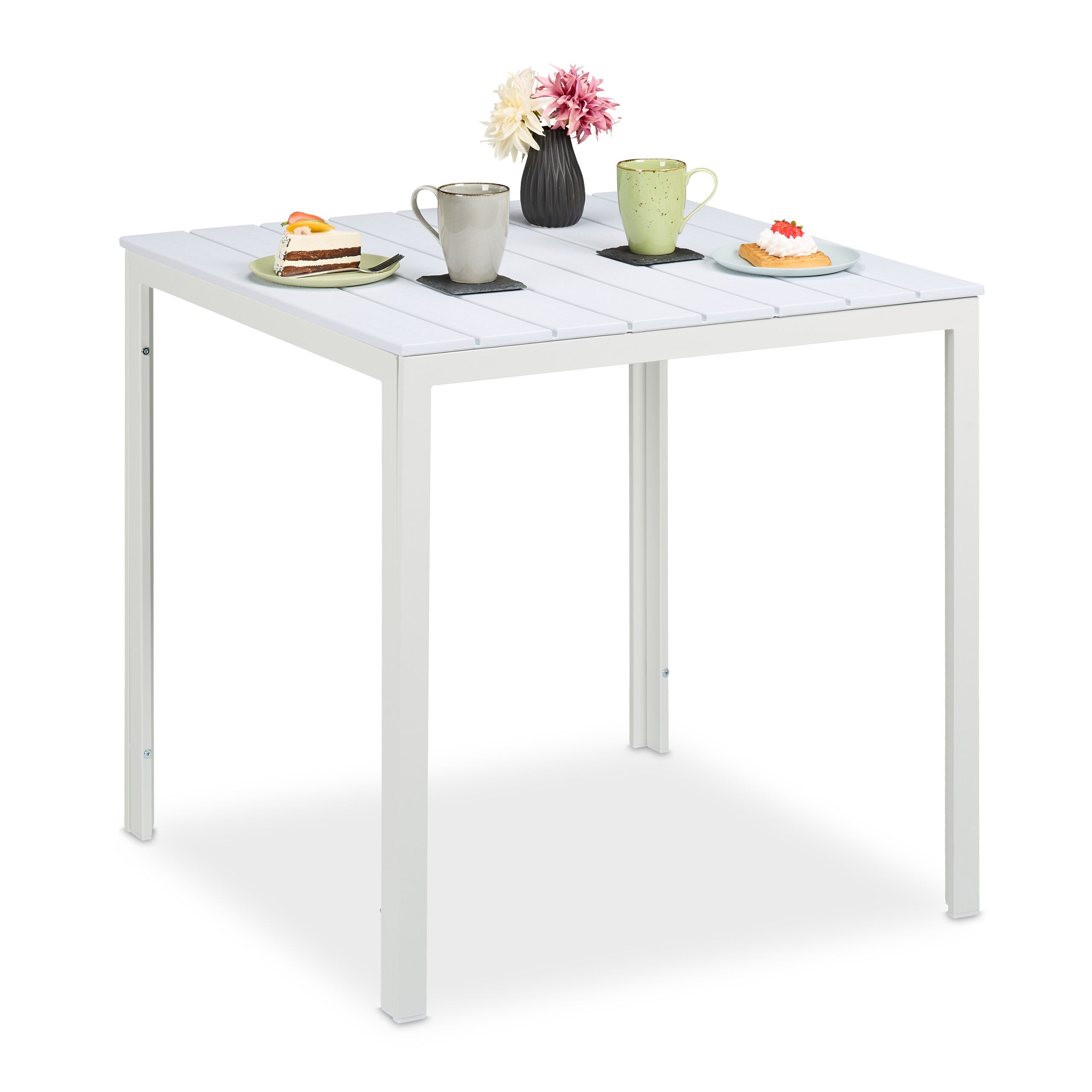 Relaxdays Table de jardin pliante, carrée, HLP : 74x78x78 cm, balcon, terrasse, plastique et métal, grise - Jardin Relaxdays Table de jardin pliante, carrée, HLP : 74x78x78 cm, balcon, terrasse, plastique et métal, grise - Jardin
