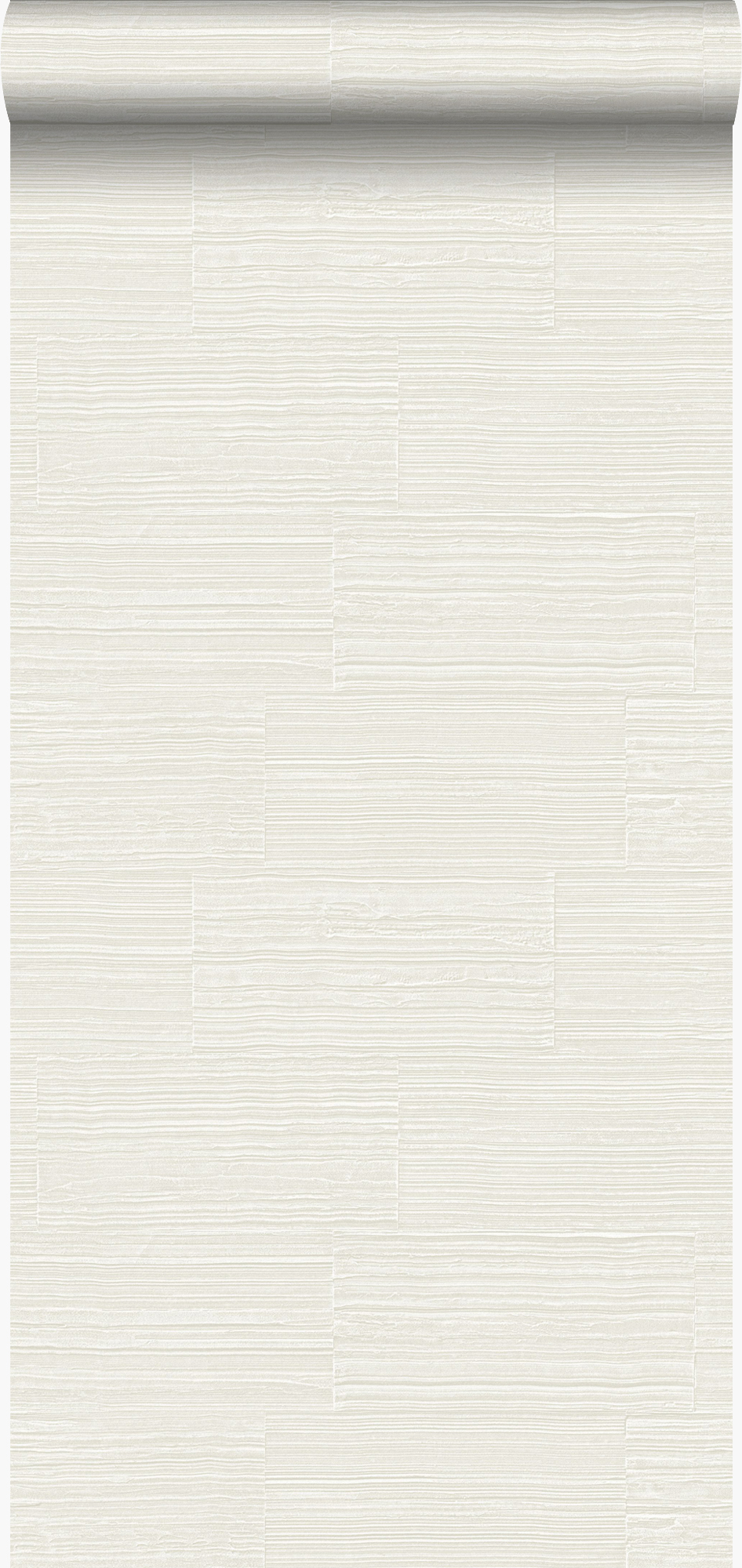 Papel pintado bloques de piedra natural rugosos retro en aparejo de soga blanquecino - 53 cm x 10.05 m - origin wallcoverings