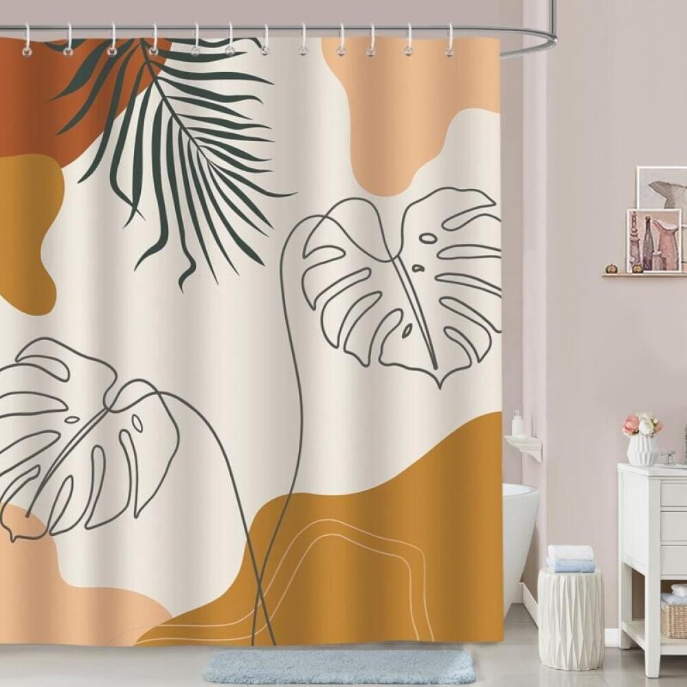 Zasłona prysznicowa w stylu boho, wykonana z tkaniny poliestrowej, odporna na pleśń i wodę, nadająca się do prania, 180 x 180 cm, z haczykami