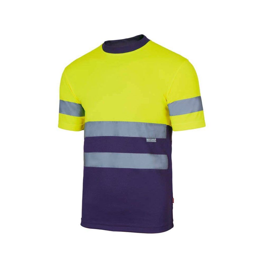 Velilla 175 - Polo bicolore alta visibilità, manica lunga (Taglie M) colore blu marino e Giallo fluo
