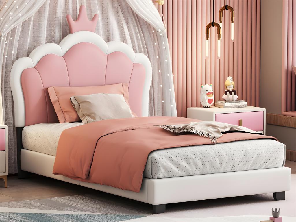 Julyue Lit Enfant Fille 140 X 200 Cm Lit Pour Enfant Rembourré Avec Tête De Lit