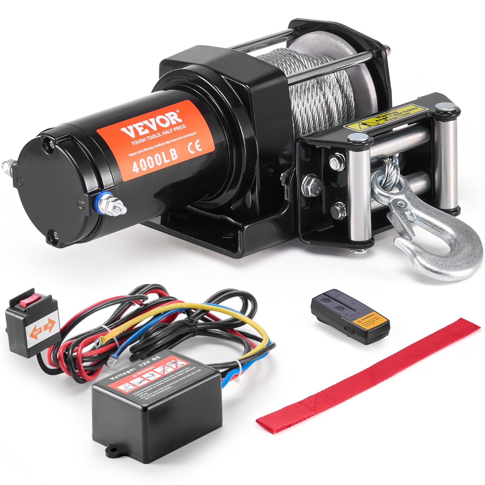Wciągarka elektryczna 12V 1814kg wciągarka elektryczna wciągarka wciągarka terenowa IP55 VEVOR