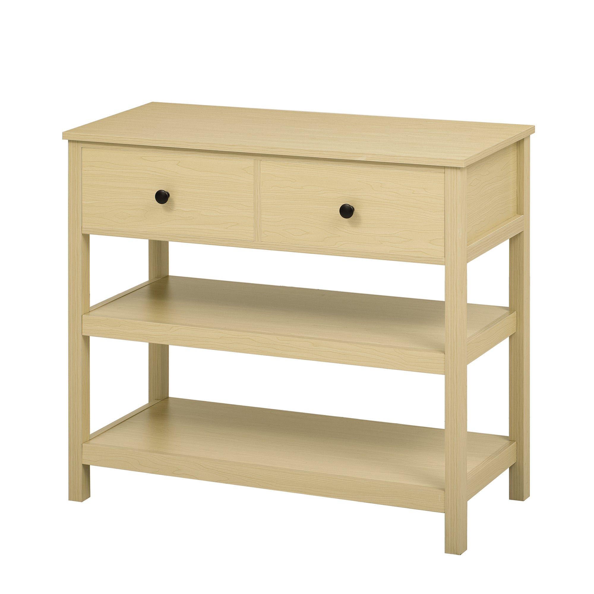 Table console moderne - avec 2 tiroirs - avec des étagères ouvertes - Naturel - 6