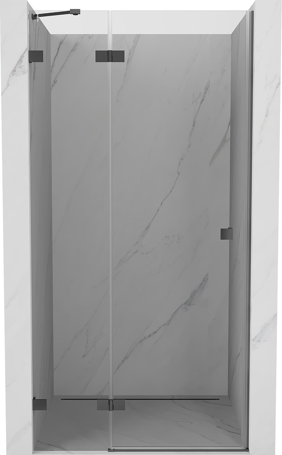 Mexen Lunar drzwi prysznicowe uchylne lewe 125 cm, transparent, gun metal - 834-125-000-95-00-L