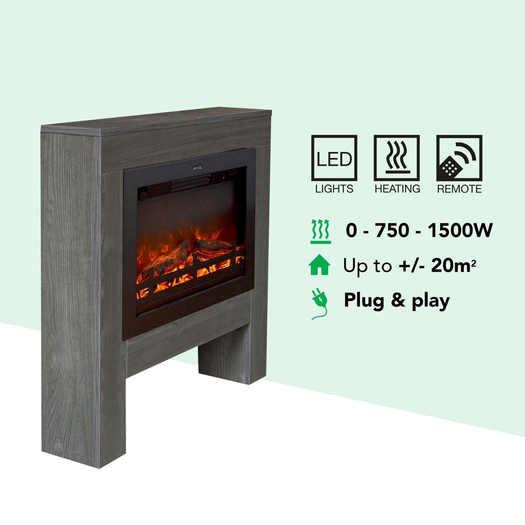 Xaralyn | Cheminée électrique Bolea EWL - Habillage de cheminée aspect bois noir - Chauffage 1500 W - Télécommande - 3