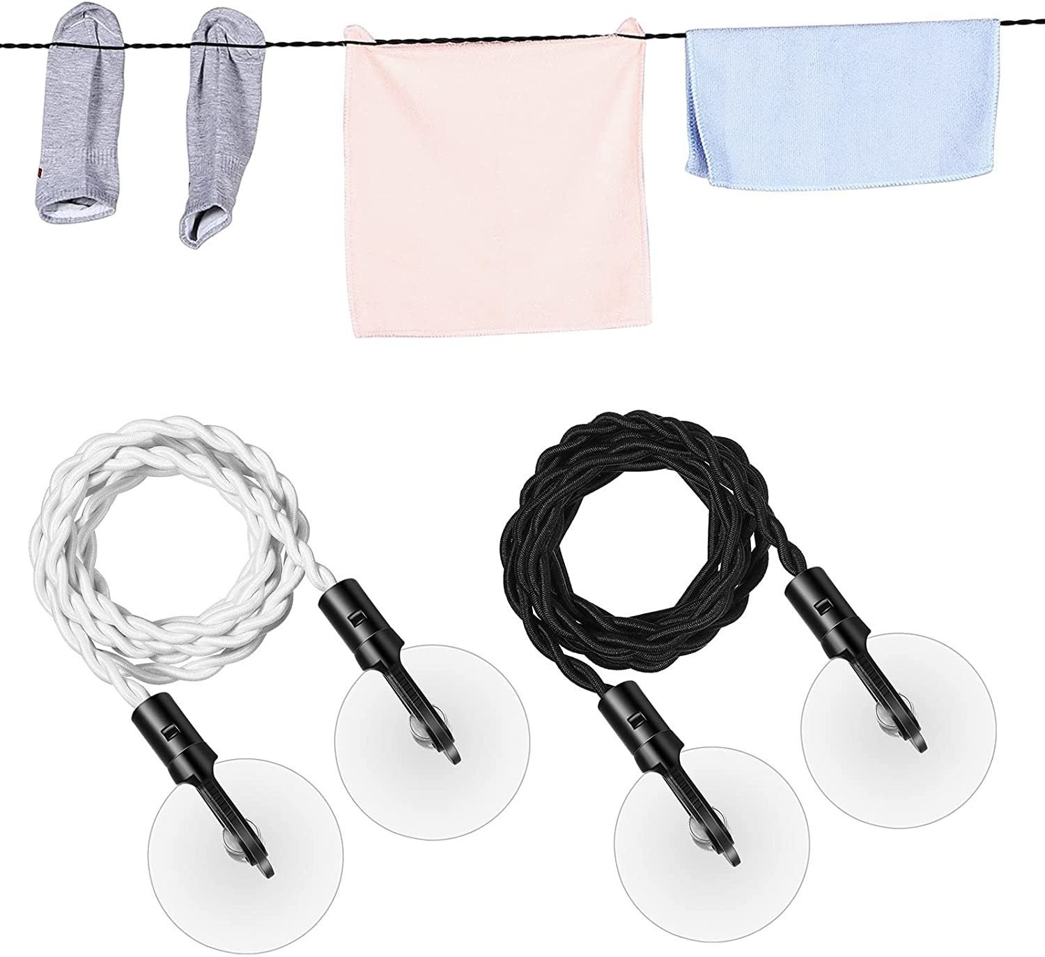Corde à Linge Rétractable - SWROSE - Ajustable, 4 Fils, Portable, Pour Intérieur, Hôtel, Salle