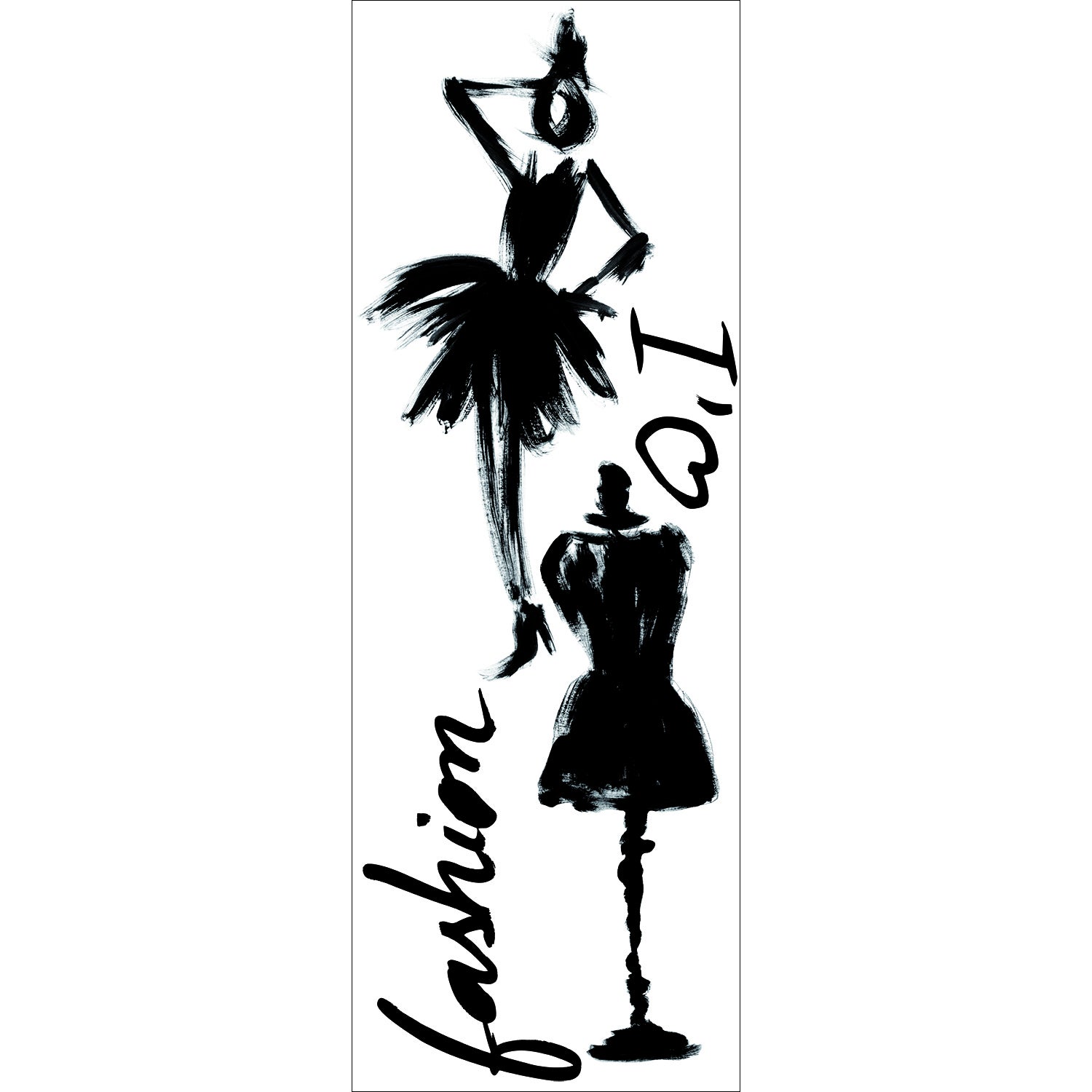 Sticker porte décoratif, illustration dessin de mode, déco mode style glamour, 68 cm X 24 cm - 2