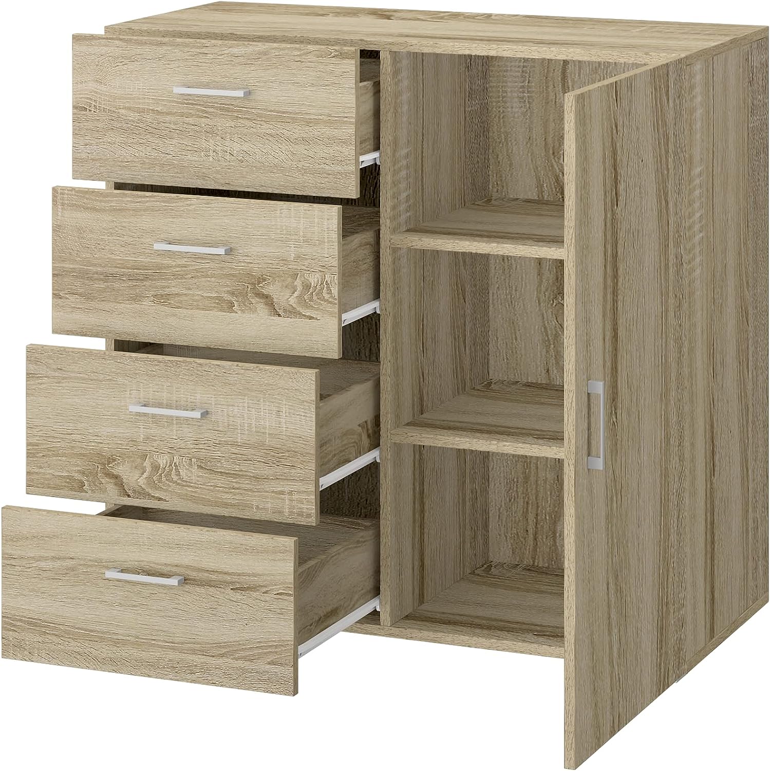 King Home CASSETTIERA 4 CASSETTI + 1 ANTA 90x41x87h cm rovere - 6